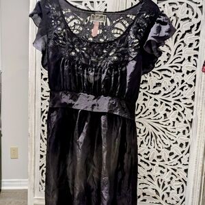 Lipsy Dark Blue All Silk Cutout Lace Dress